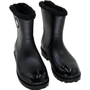 Michael Kors Montaigne Pull-On Rain Boots Black/White Glitter Women US 9
